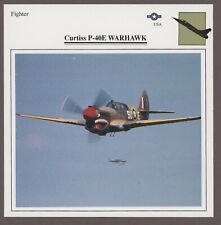 Curtiss P-40E Warhawk Warplanes Military Aircraft Edito Service Card USA picture