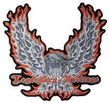 large JUMBO FLAMING EAGLE WINGS UP JACKET BACK PATCH #087 EMBROIDERED 12 IN NEW picture