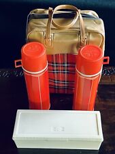 Vintage 50s 60s Thermos Brand Picnic Pack 2 Thermos, Sandwich Box, Bag CLEAN picture