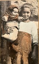 Italian Girl Holds Baby Tinted Photo Antique Postcard picture