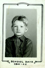 1941 School Days Young Boy suspenders Blue Jean Shirt Cute picture