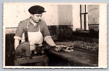 RPPC Meat Worker Sausage Stuffer Occupational Handsome Man Real Photo Postcard picture