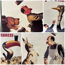 Lot of 4 GUINNESS BEER VINTAGE AD POSTERS From Guinness Museum 20x30 picture