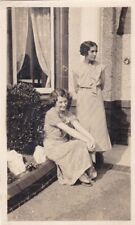 Vintage c1920s / 1930s Snapshot Photo Two Pretty Ladies On Doorstep picture