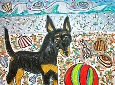 MANCHESTER TERRIER Beach Party 11 x 14 Giclee Print DOG WALL ART KSams picture
