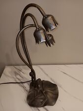Vintage 3 Light Gooseneck Lily Pad Base Portable Table Lamp 16