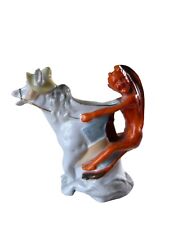 Unique & Eccentric Devil On Cow Milk Creamer Collectible Demon Cow Figurine picture