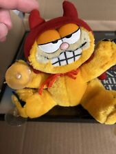 Vintage Garfield The Cat Window Cling Hang On Plush VERRY RARE HALLOWEEN DEVIL picture