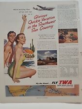 1953 TWA Trans World Airlines Holiday Print Ad Vacation Jet Phoenix Southwest picture