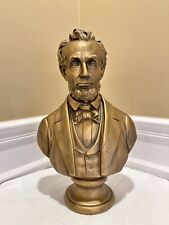 Large Abraham Lincoln Gold Colored Ceramic Bust Statue Handmade picture
