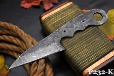 Custom Hammered Damascus Steel Blank Blade Hunting Knife Handmade (P232-K) picture