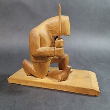 Hand Carved Inuit Seal Hunter Sculpture Figurine Hand made Vintage Woodcarving picture