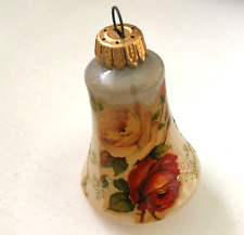 West Germany Christmas by Krebs Bell Shaped Glass Ornament Victorian Roses 2.5