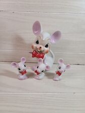 Vintage Anthropomorphic Mice Figurines Bow Tie Set of 3 Kitsch Rare Japan picture