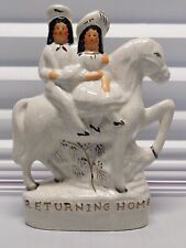 VINTAGE ENGLISH STAFFORDSHIRE NOBLE HORSE AND COUPLE MANTEL PIECE picture
