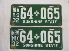 PAIR NICE 1932 New Mexico SUNSHINE STATE License Plate Tag picture