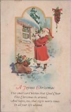 A Joyous Christmas Santa Outside House c1910s UNP Postcard 6356d2 picture