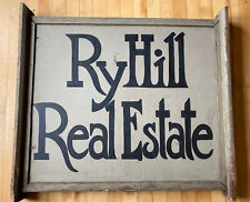 BEAUTY Antique Double Sided Trade Sign Hand Lettering “Ryhill Real Estate” 35” picture