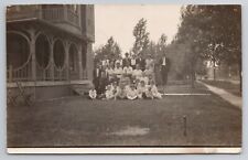 c1914 Postcard Family Pose In Front Of A Mansion Indiana Real Photo Rppc picture