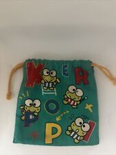 1995 Vintage Sanrio Kero Kero Keroppi Frog Green Drawstring Bag Rare Sooo Cute picture