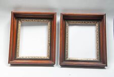 PAIR Victorian 1890s Deep Dish Walnut Picture Frames, Gold Leaf Design picture