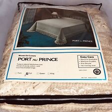 Vintage Bedspread Throw Full Port Au Prince Handwoven Look Fringe Cotton New USA picture