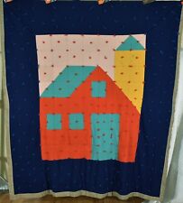 Unusual Vintage 1950's Amish Pictorial Mosaic Barn Antique Quilt picture