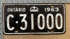 1963 Ontario license plate C 31000 Canada PATINA + clearcoat 16308 picture