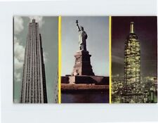 Postcard New York City Landmarks: RCA Building, Statue of Liberty & Empire State picture