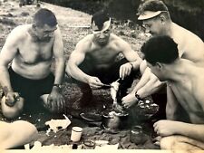 1960s Shirtless Men Affectionate Four Muscular Guys Gay int Vintage B&W Photo picture
