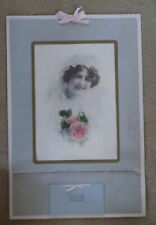 Antique 1915 Calendar The Sweet June Bride with Pink Rose Large 26 x 17 1/4