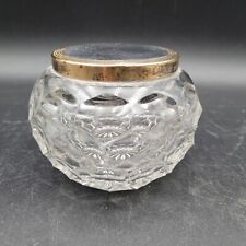 Early 1900’s Antique Edwardian Style Faceted Battuto Clear Glass Vanity Jar picture