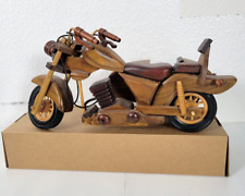 Motorcycle Handcrafted Vintage Wooden Model with Sidecar Wheels Move Front Turns picture