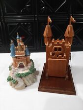 2 Vintage Castle Music Boxes, Wooden Camelot & Cinderella Somewhere in Time picture