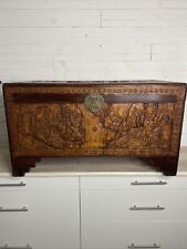 Vintage 1940/50’s Antique Chinese Carved Camphor Wooden Trunk picture