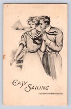 VINTAGE EASY SAILING ROMANCE NAUTICAL COUPLE PUB BY FAIRMAN c1910 POSTCARD CD picture