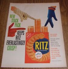 1958 PRINT AD ~ RITZ CRACKERS BOX NEW STACK PACK RECLOSABLE PACKAGES RED GLOVE picture