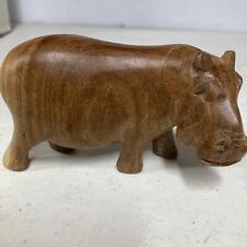 Vintage Hand Carved Solid Wood Hippopotamus Hippo Decor Sculpture Figure. picture