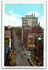 c1940's Superior Street East From Fifth Avenue Duluth Minnesota MN Cars Postcard picture