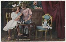 Tuck Postcard Little Housewives Playtime & Playmates Stitching 1909 Posted picture