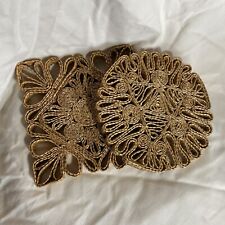 Vintage Straw Raffia Rattan Woven Trivets Pair Boho Woven Coiled Circle Square picture