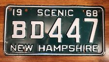 Vintage 1968 New Hampshire NH Scenic License Plate Tag #BD447 picture
