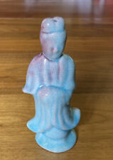 Vtg. Chinese Immortal Figurine Statue Ceramic Turquoise Blue Violet Jun Glaze 7” picture