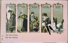 Risque 1905 Postcard, Lovers in Bedroom, The Five Senses, Color Litho picture