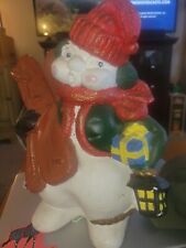 Snowman Frosty Vintage Ceramic Mold 12 1/2” Tall Hand Painted picture