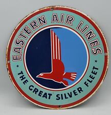 Vintage Rustic Porcelain Metal Sign Eastern Air Lines The Great Silver Fleet  picture