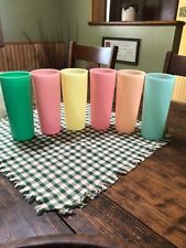Vintage Tupperware 6 EUC Pre-Owned Pastel 16oz Tumblers Glasses Assorted Colors picture
