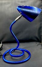 Vintage  1980s Spring Coil Style Lamp Table Atomic Design Light Metal Blue Metal picture