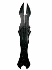 Stingray Tactical Knife Twin Blades Large Pocket Knife W/Clip. Unique Blackout picture