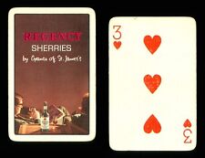 1 x Playing card Brewery Grants of St James Regency Sherries 3 Hearts Y978 picture